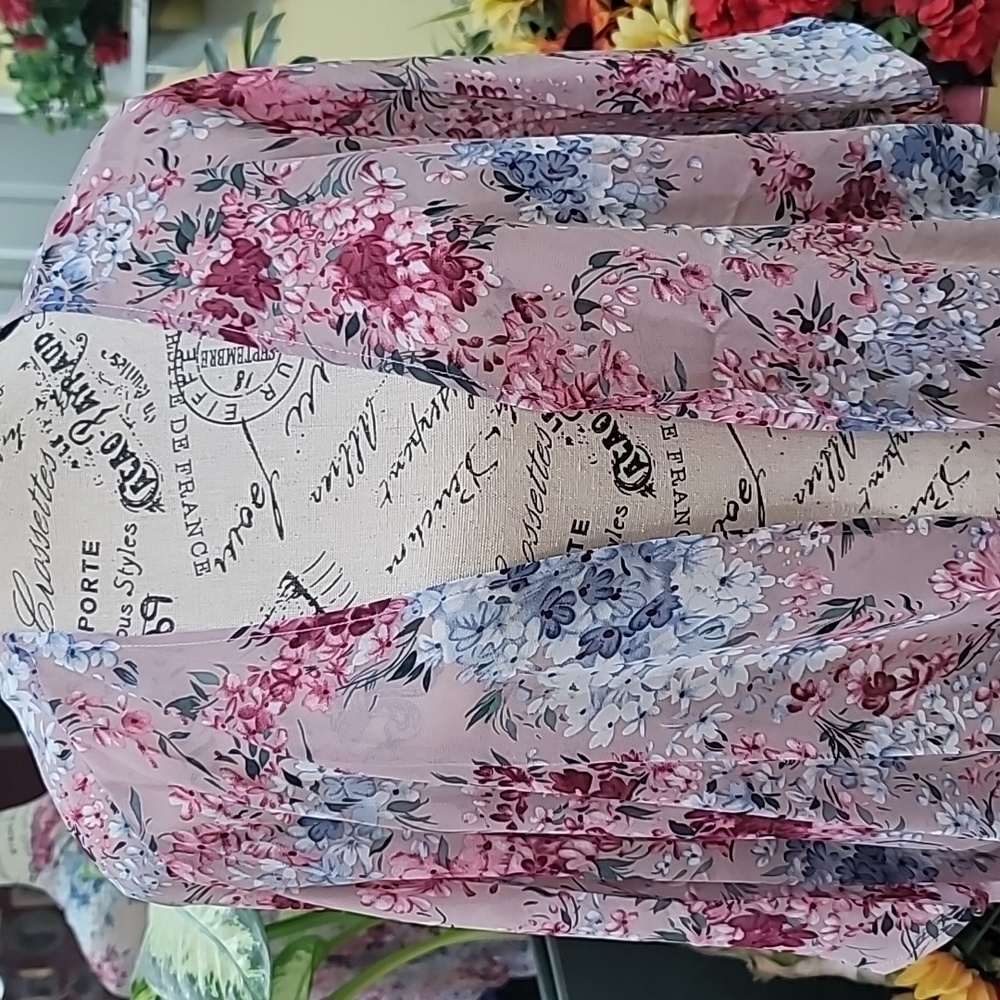 Floral Print Chiffon Boho Open Front Blouse - Picture 5 of 8